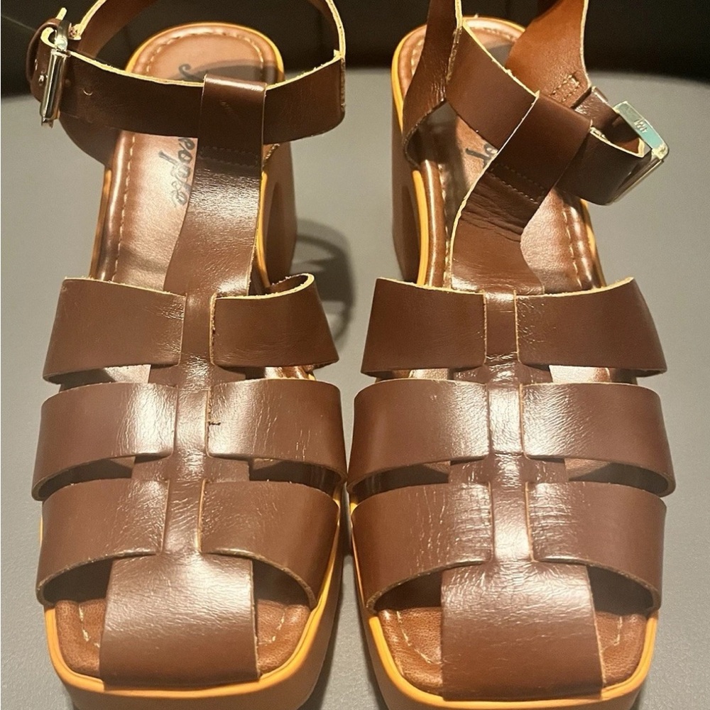 Free People Brown Platform Fishermen Sandals 10 M - Picture 2 of 6